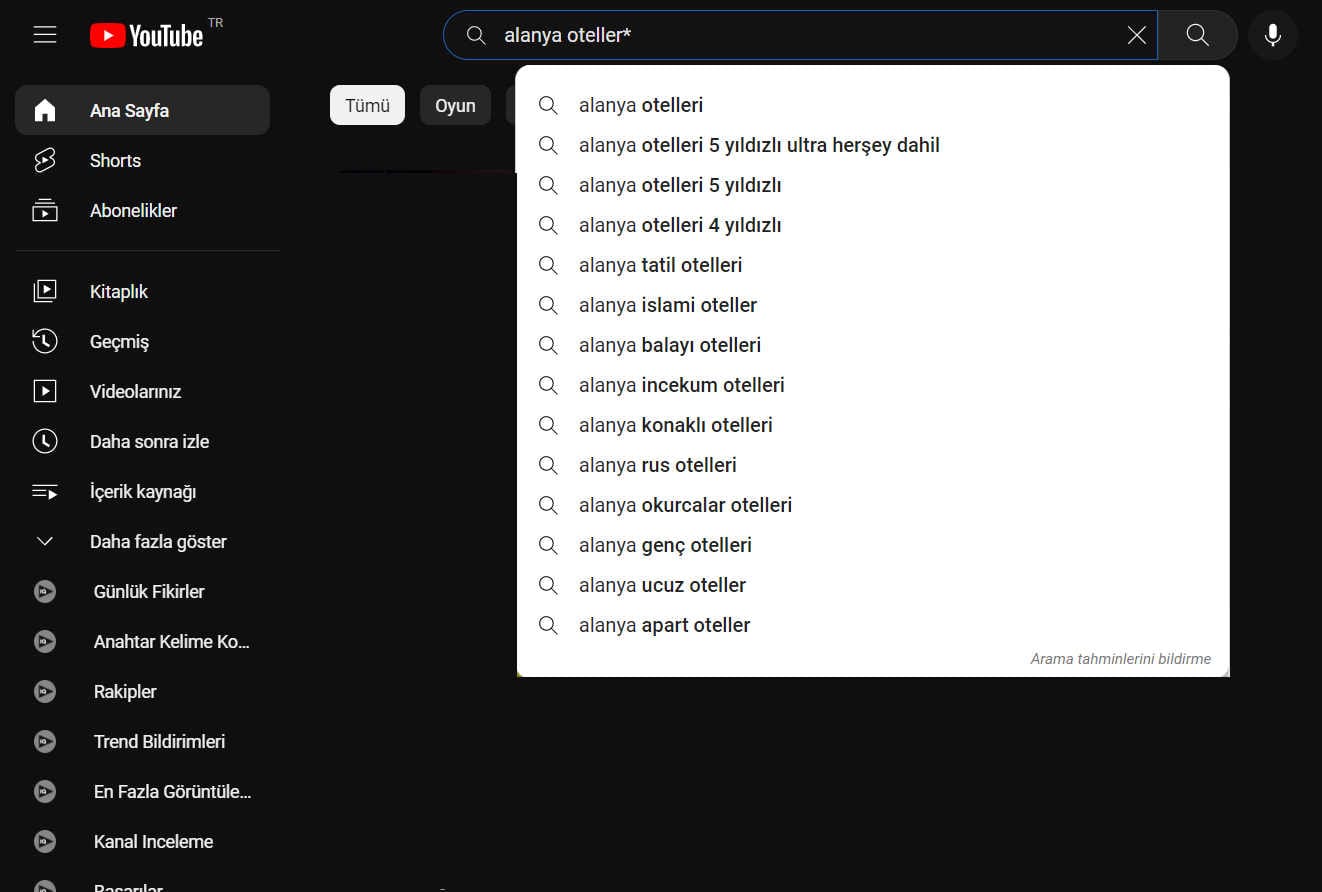 youtube ilgili anahtar kelimeler